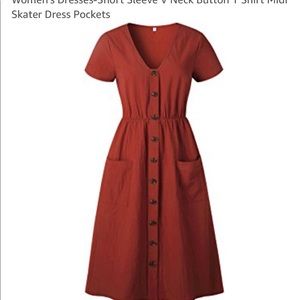 Burnt orange fit and flare midi dress